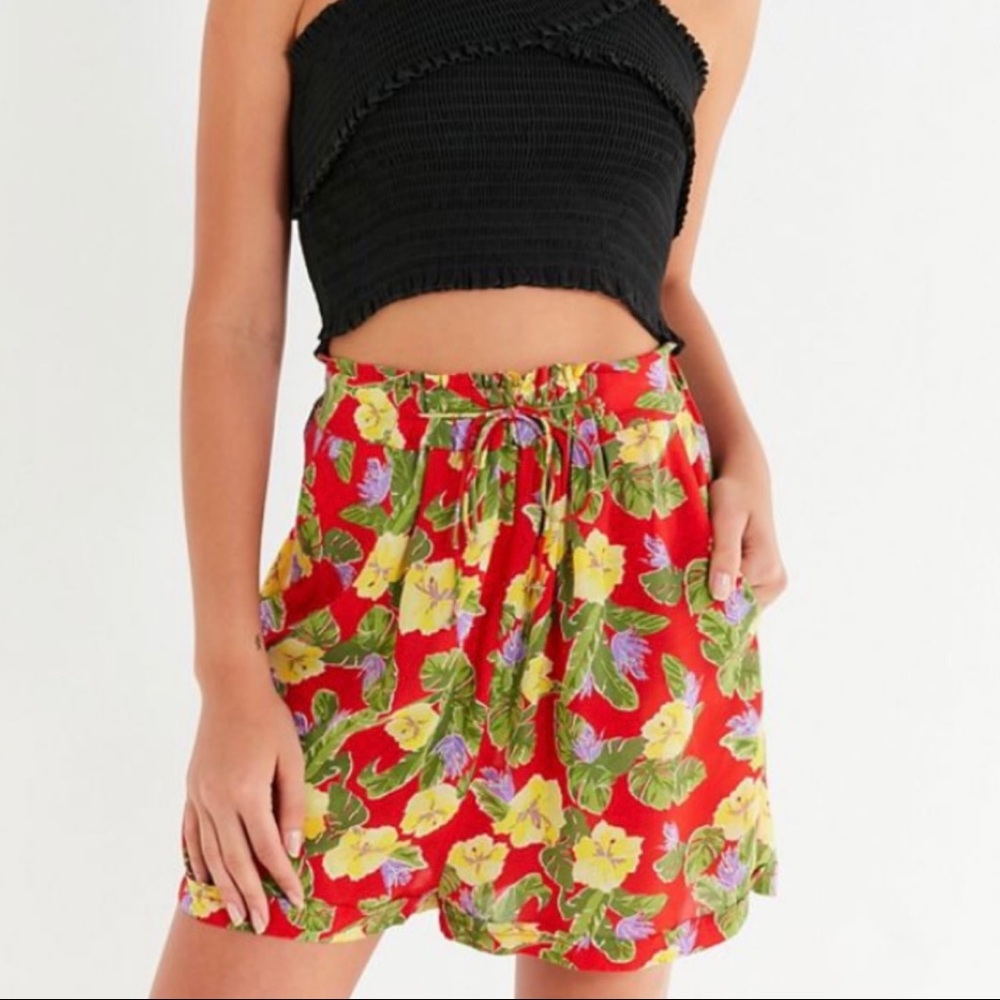 Urban Outfitters Red Floral Shorts